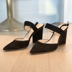 Botkier Black Pointed Block Heel Slingback Pump